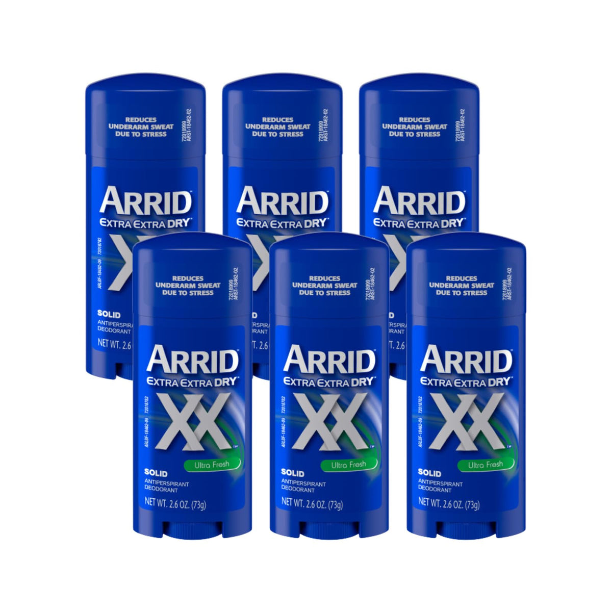 Arrid XX Solid Ultra Fresh en empaque de 6 para uso diario.