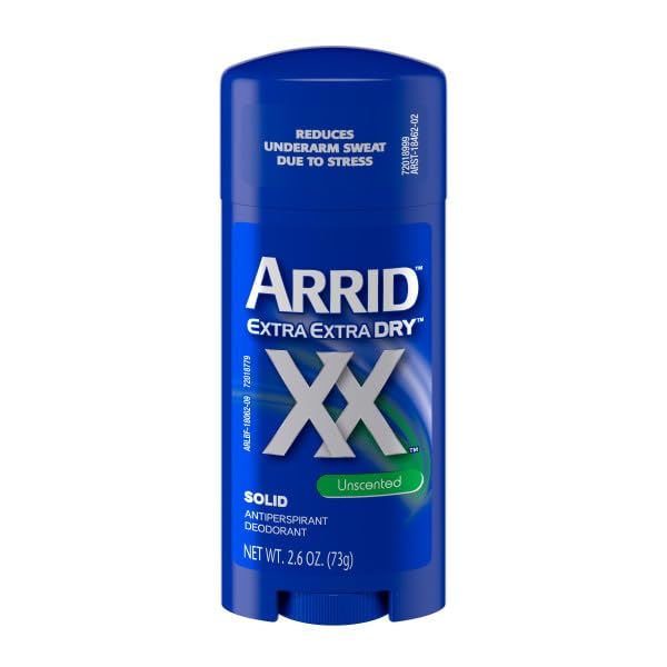 Close-up of applying Arrid XX Unscented Solid for underarm dryness.