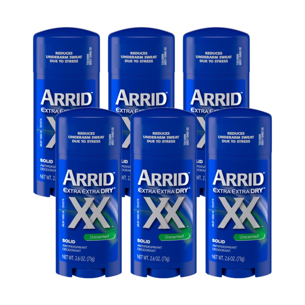 Arrid XX Unscented Solid front-pack display showing trusted daily protection.
