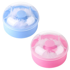Arroyner powder puff pink closeup shows soft acrylic-wool texture for gentle skin touch