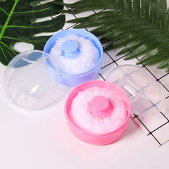 Arroyner puff case pink open demonstrates clean storage and portability