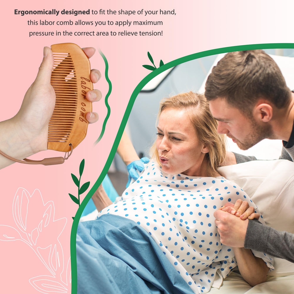 Arrozon labor comb engraved with 'it's not pain, it's strength' for calm focus