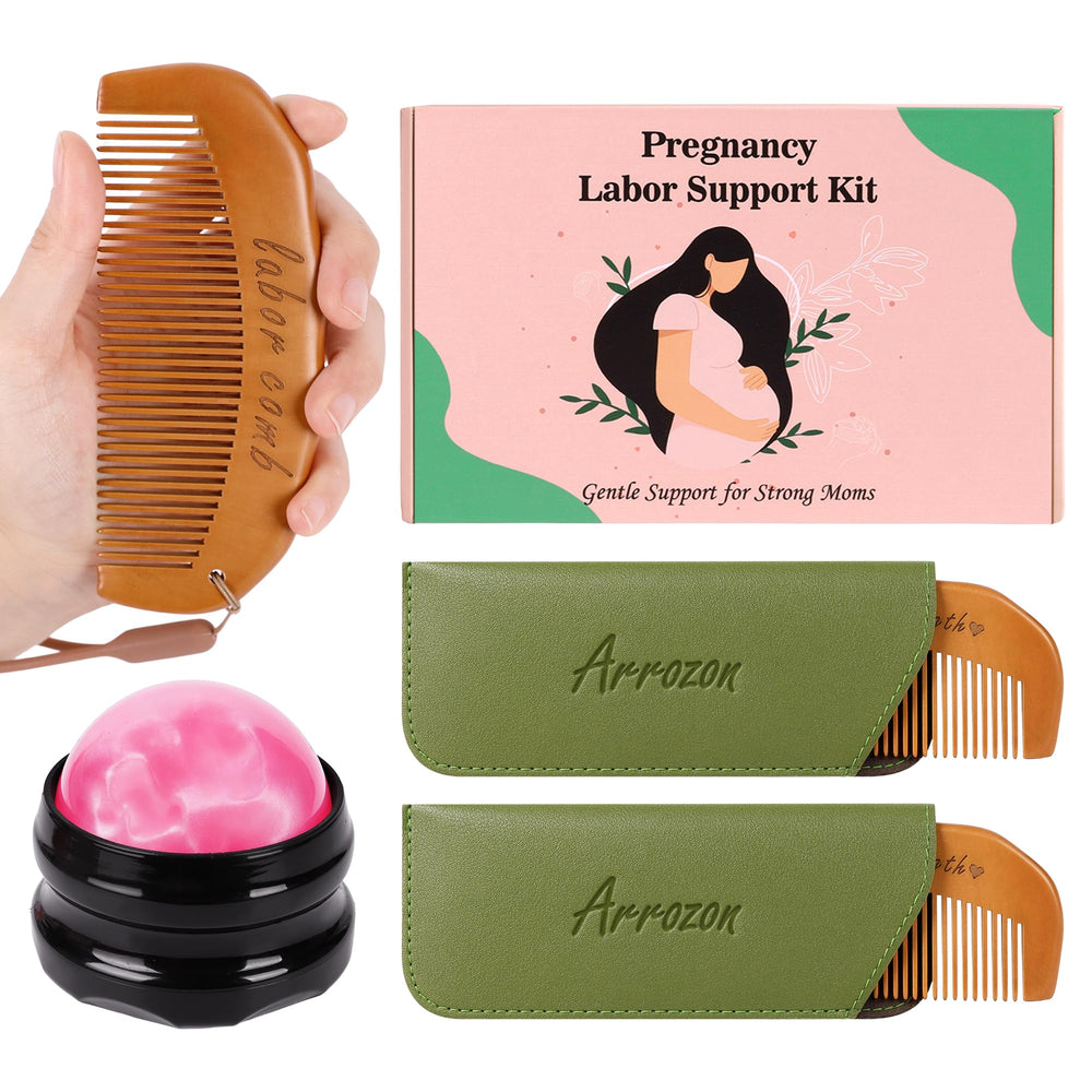 Arrozon two wooden birth combs for gentle acupressure during labor.