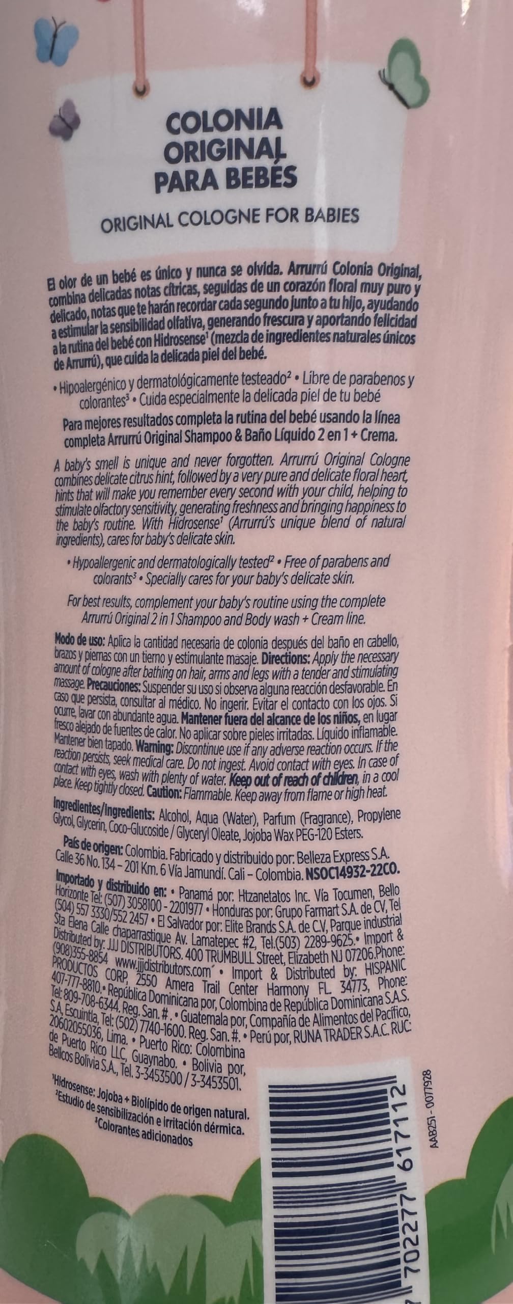Arrurru Naturals Colonia Original Pink baby application image promotes fresh, comforting daily routines.