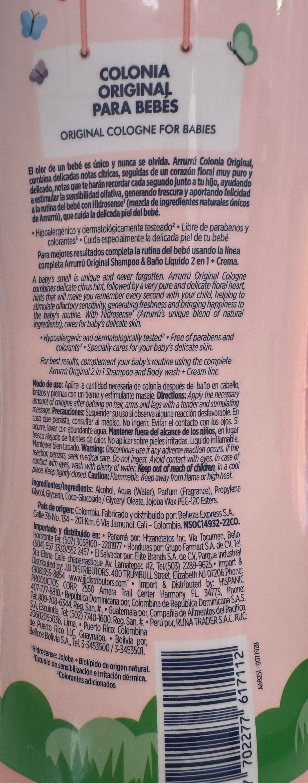 Arrurru Naturals Colonia Original Pink baby application image promotes fresh, comforting daily routines.