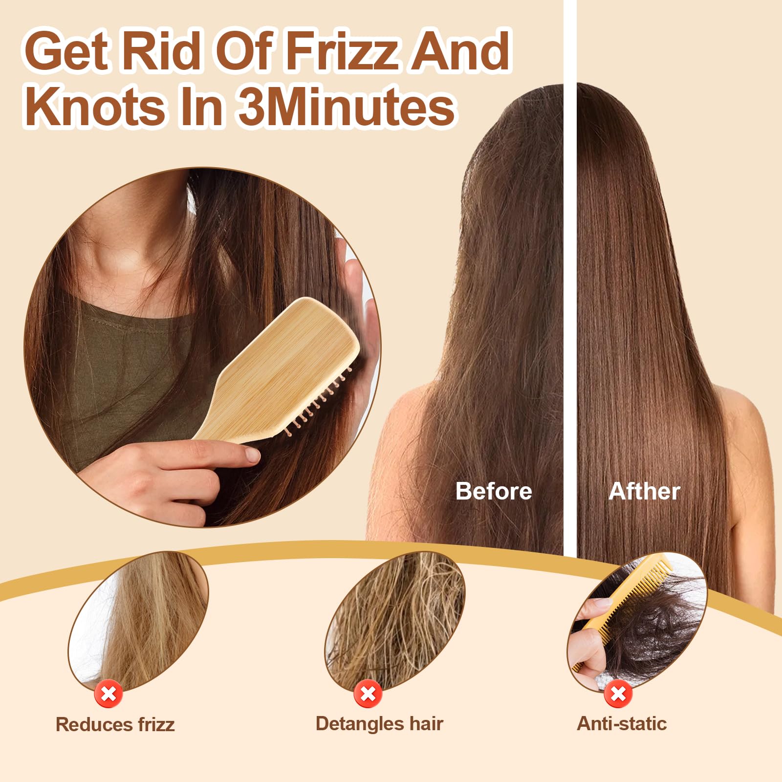 Arshray anti-static brush reduces frizz for a neat look.