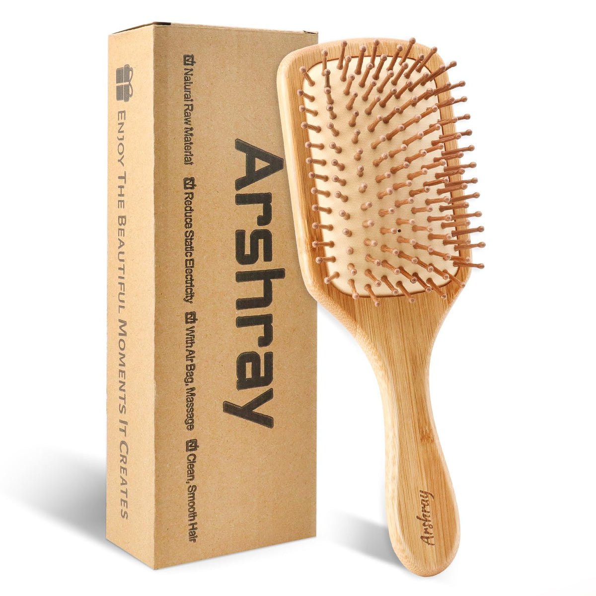 Arshray bamboo comb with rounded teeth for gentle detangling and smooth strands