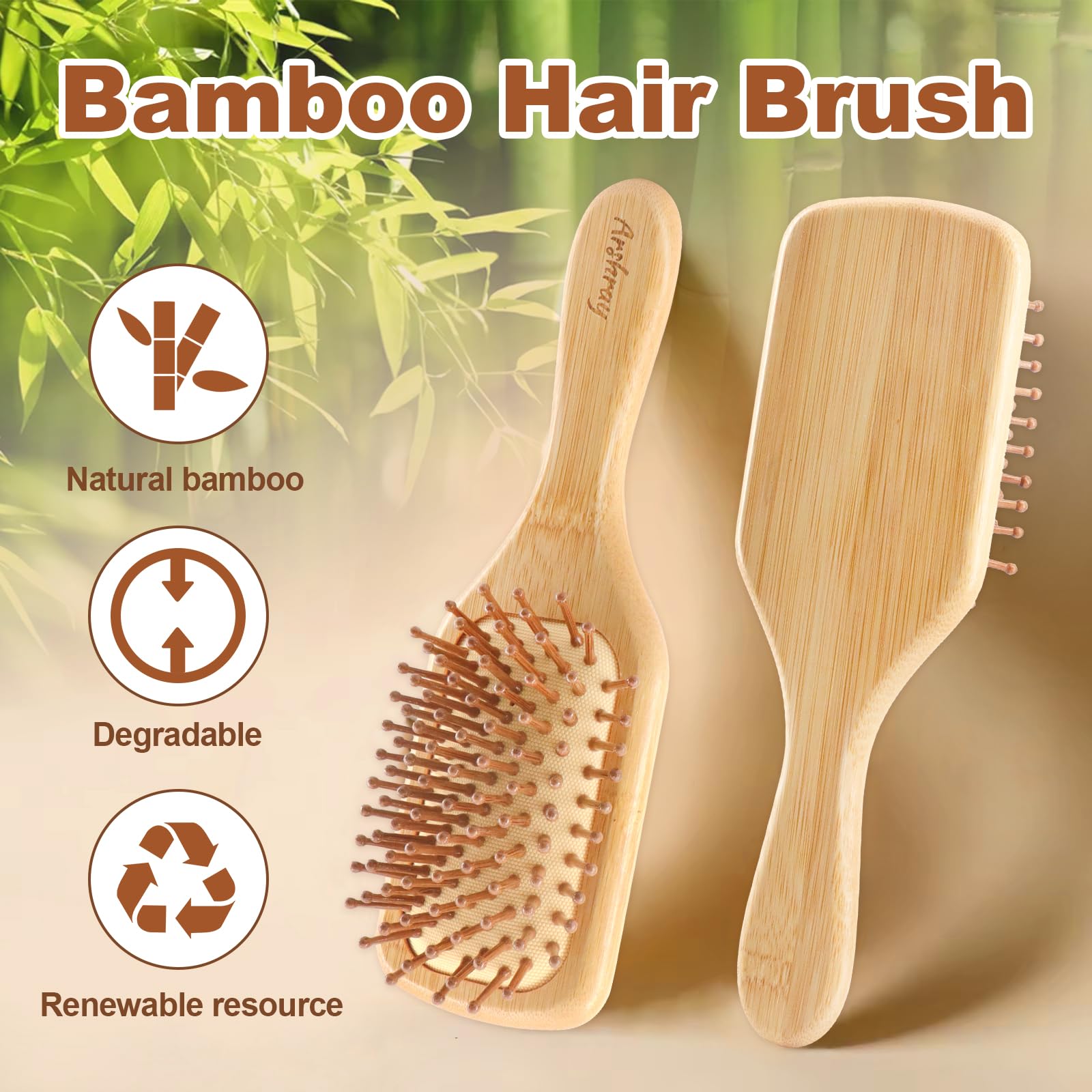 Arshray bamboo teeth brush demonstrates anti-static properties for smoother hair.
