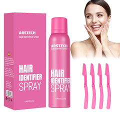 Arstech Hair Identifier Spray in rose can highlighting facial hair for precise shaving prep