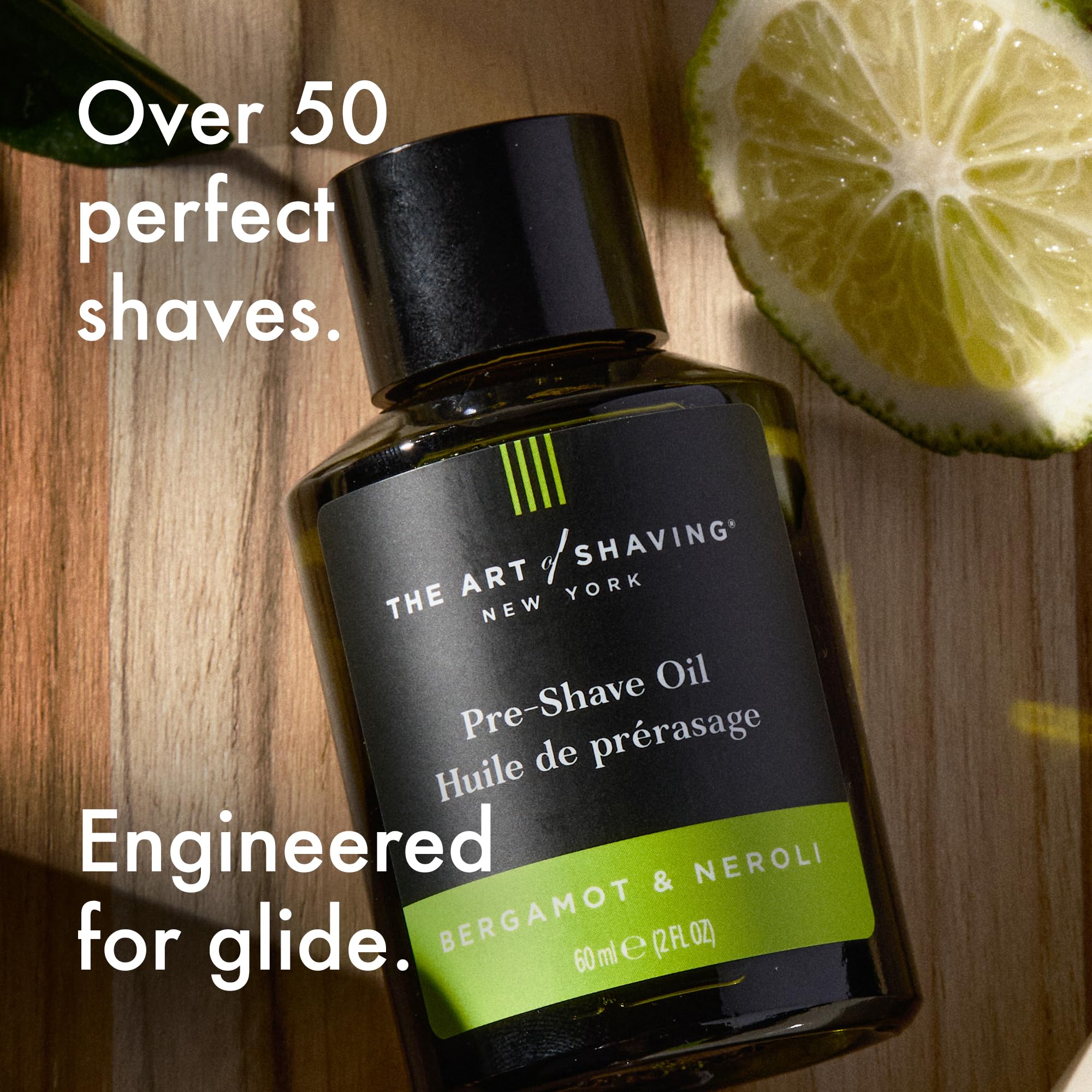 Texture shot reveals lightweight, non-greasy feel on skin from Bergamot & Neroli oil.