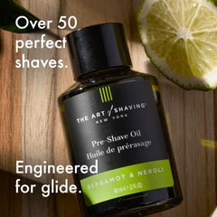 Texture shot reveals lightweight, non-greasy feel on skin from Bergamot & Neroli oil.