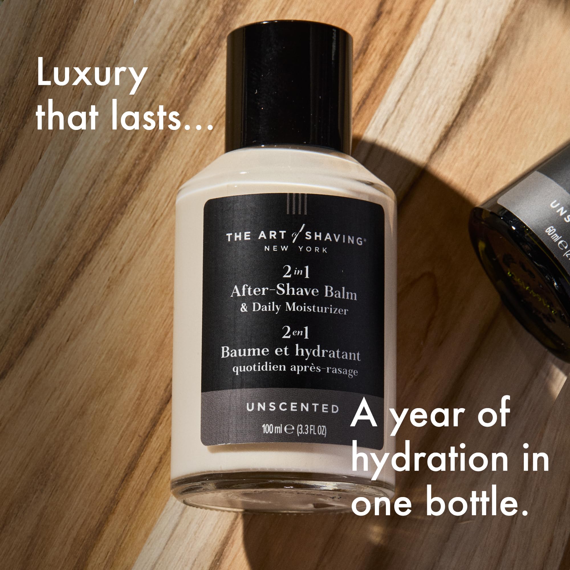 The Art of Shaving unscented balm tub open with creamy consistency.