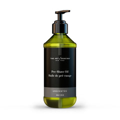 The Art Of Shaving unscented pre-shave oil bottle on a clean surface, fragrance-free for sensitive skin.