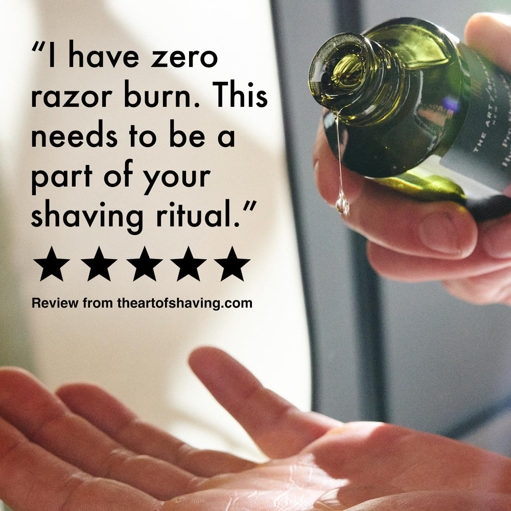 The Art Of Shaving unscented pre-shave oil clinical testing badge for sensitive skin.