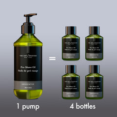 The Art Of Shaving unscented pre-shave oil close-up, silky texture showing hydration.