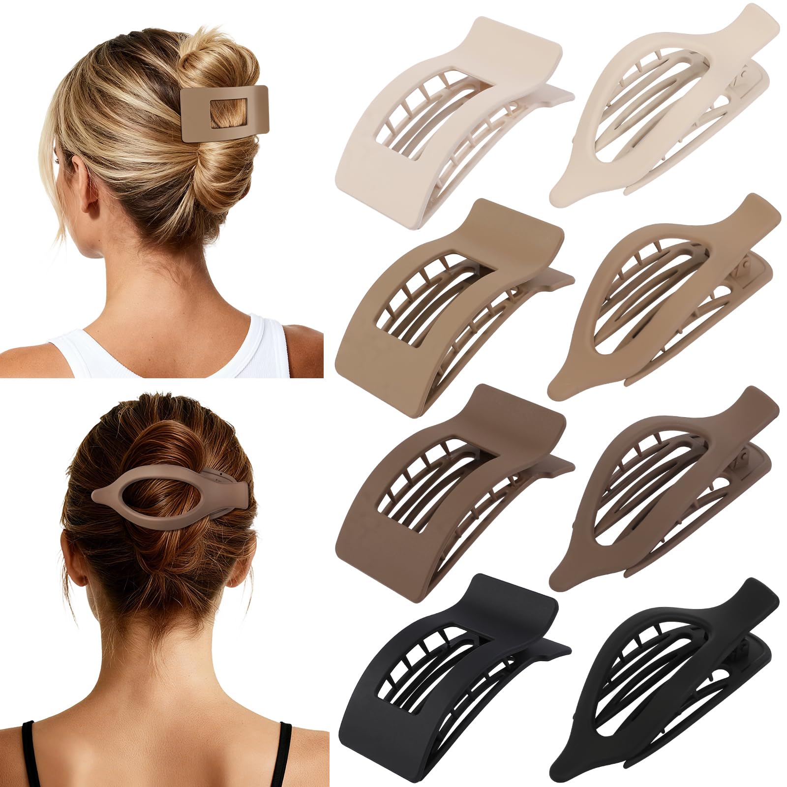 Artchita oval flat hair clip in brown designed for secure all-day wear.