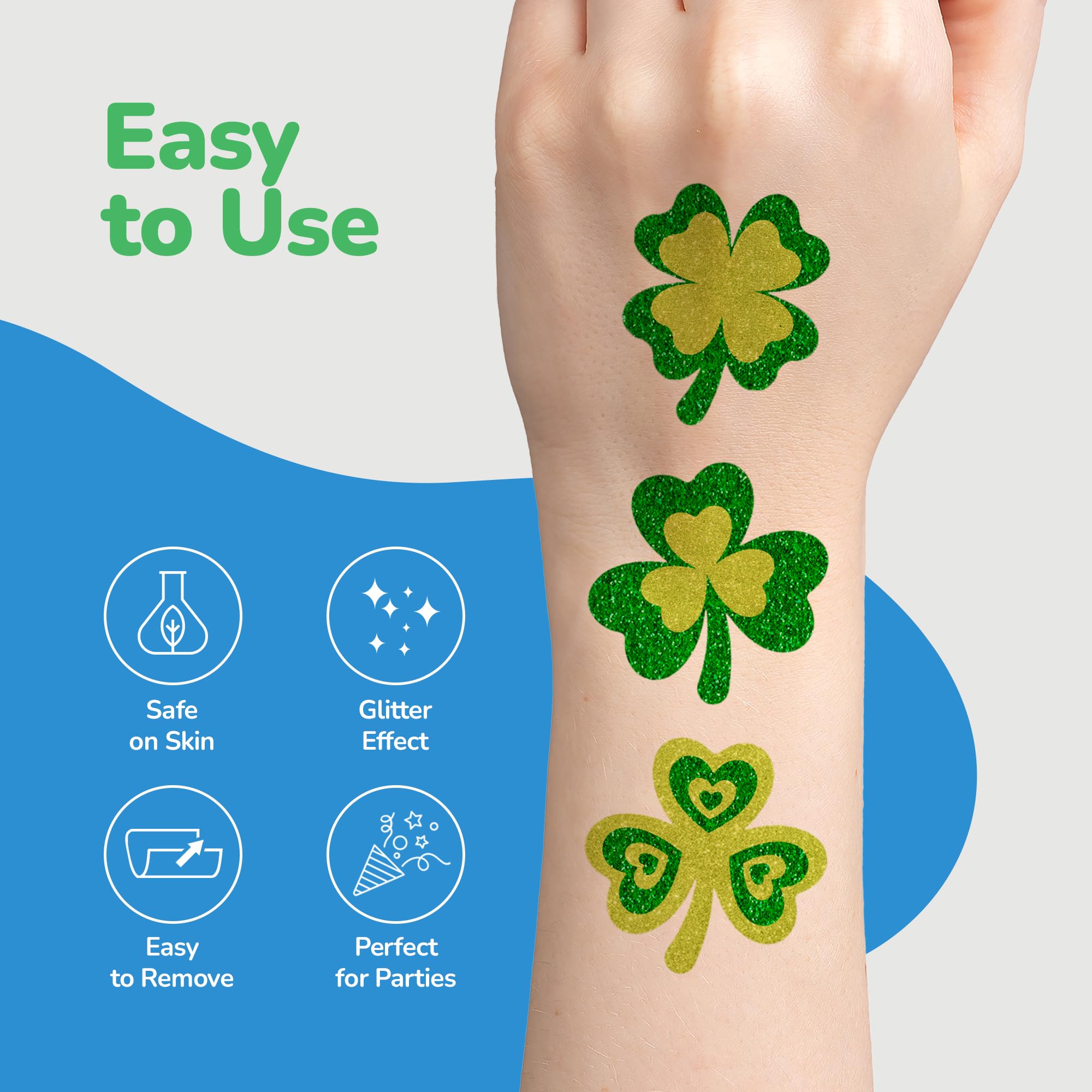 ArtCreativity tatuajes no tóxicos, brillo visible para miradas a distancia.
