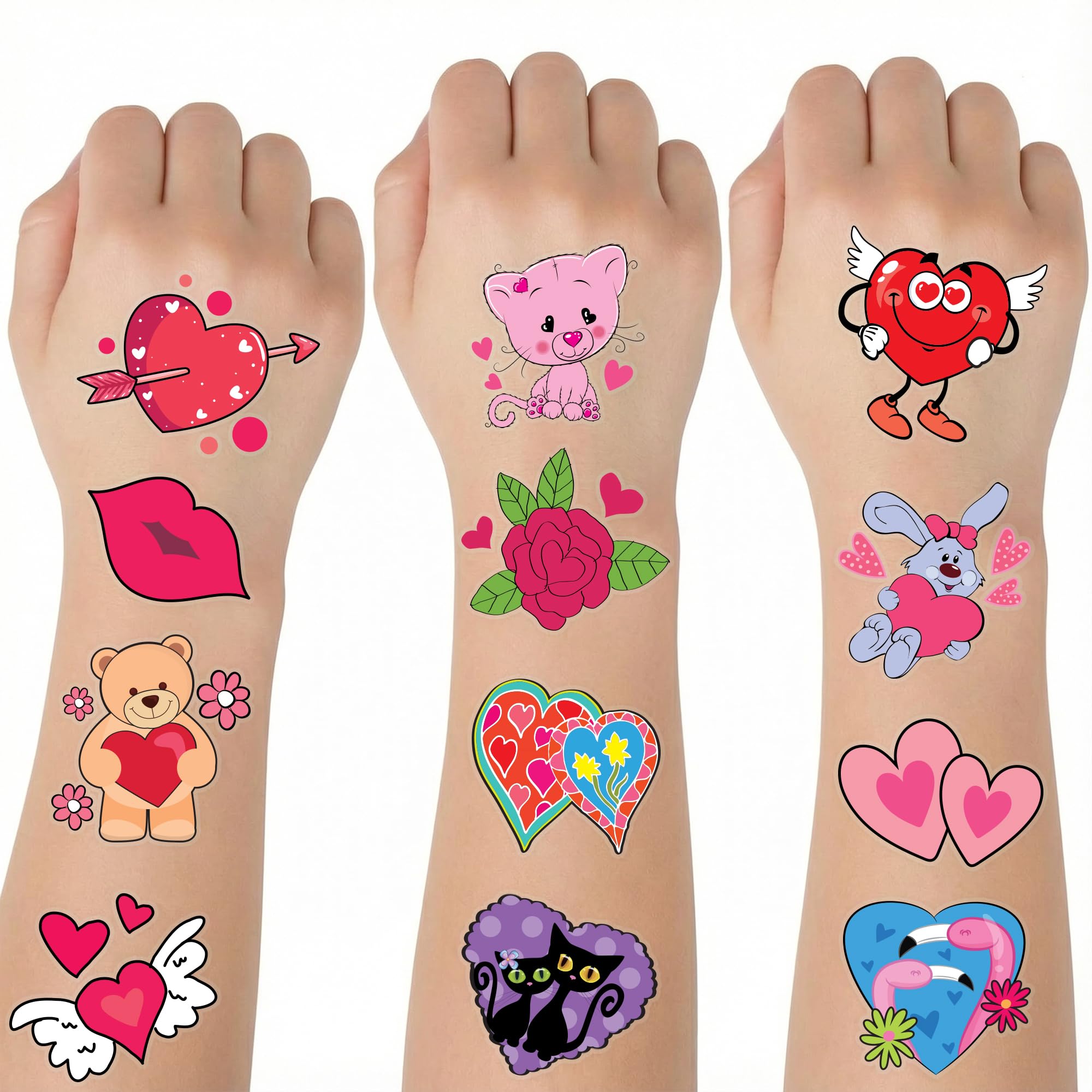 Tatuajes ArtCreativity San Valentín con corazones para clase, divertidos y duraderos