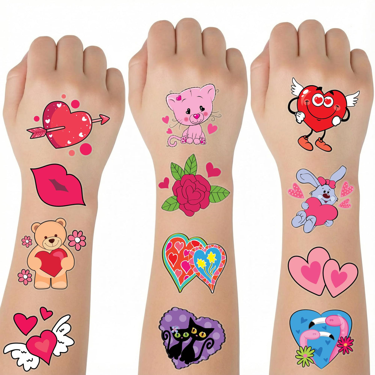 Tatuajes ArtCreativity San Valentín con corazones para clase, divertidos y duraderos