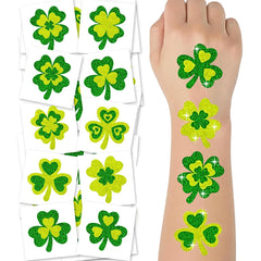 ArtCreativity tatuajes temporales brillo trébol, 50 piezas, ideales para fiestas.
