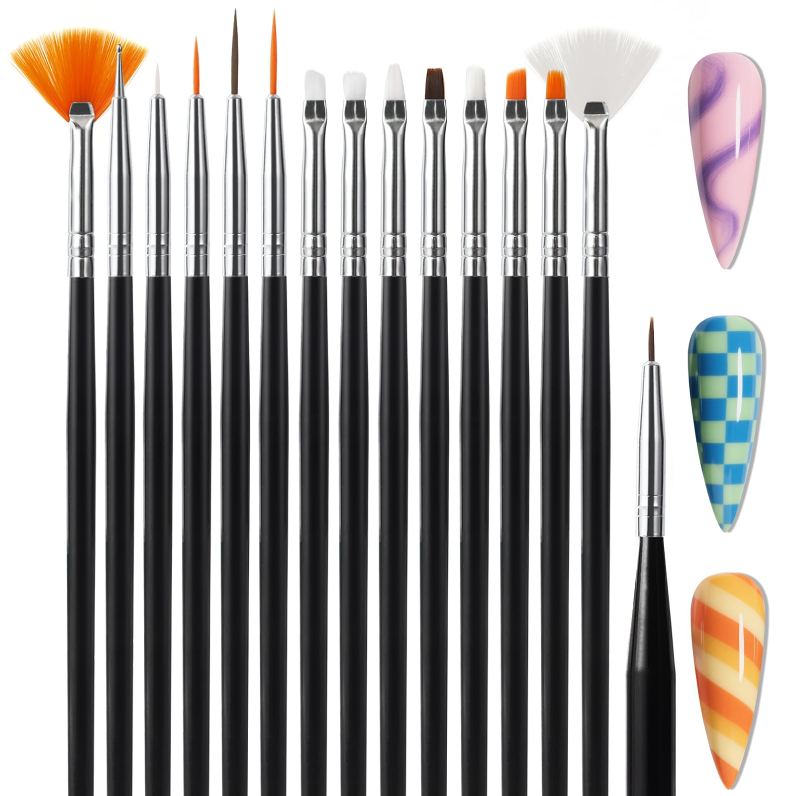 Artdone pink nail art brushes set for precise gel polish detailing.