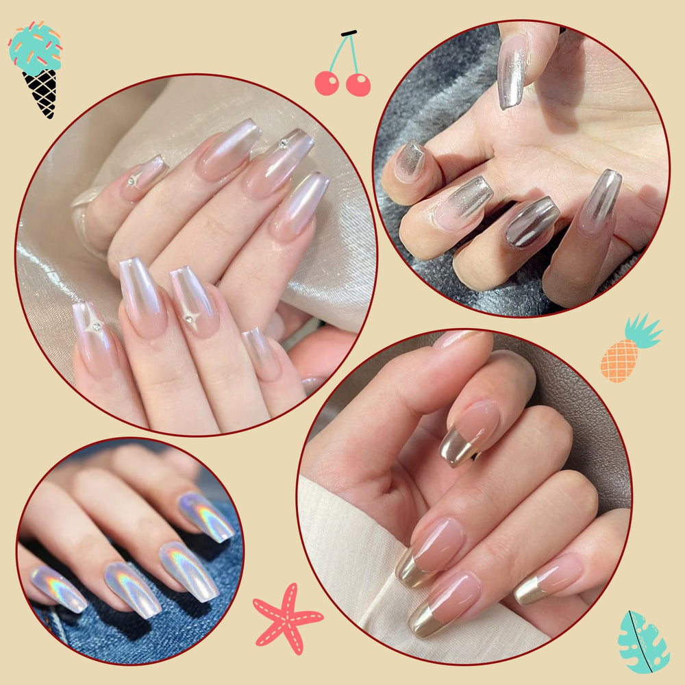 Artdone polvo cromo holográfico iridiscente para uñas con destellos.