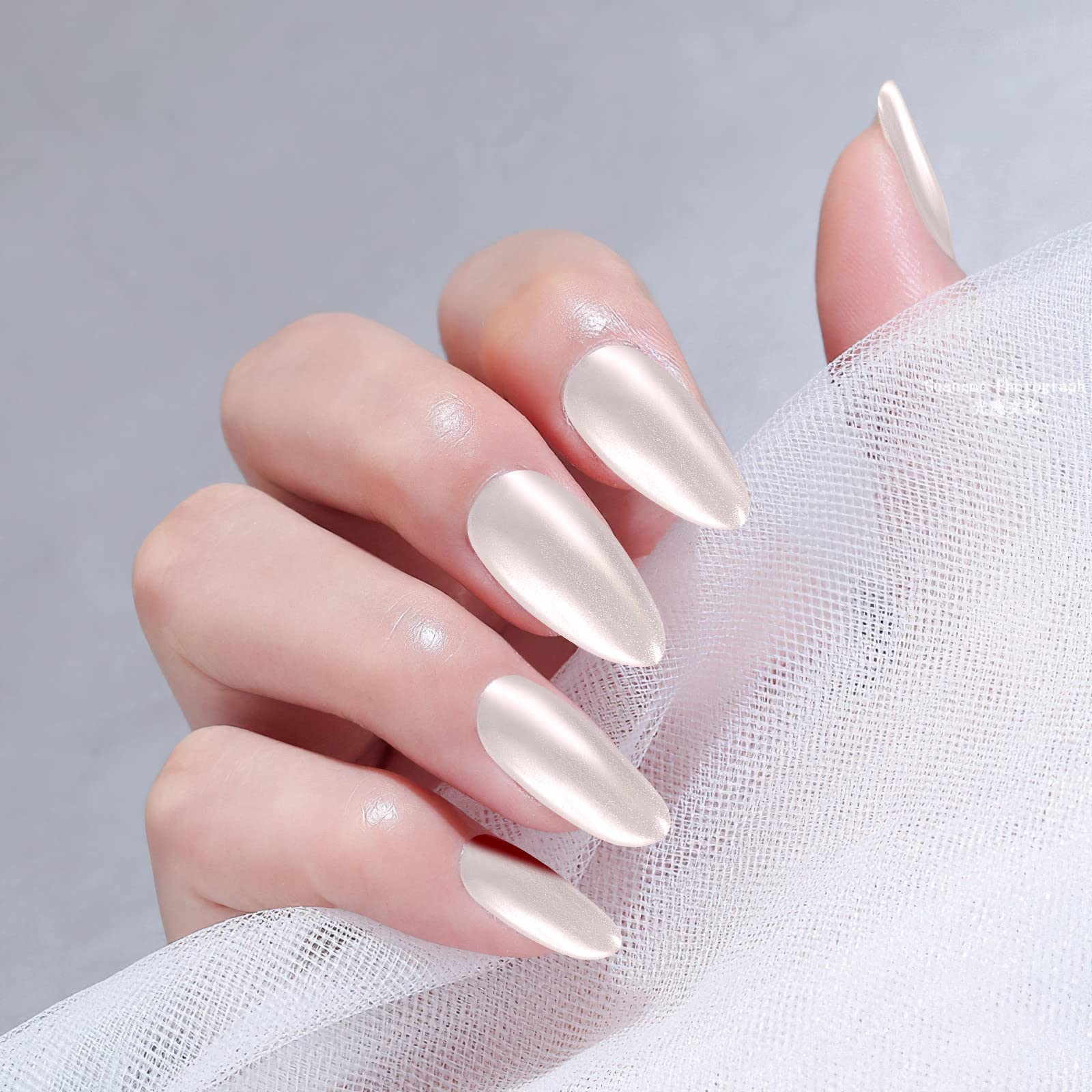 Artdone aurora glow on a UV gel sample for shimmering manicure.