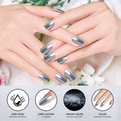 Artdone chrome powder on black base delivers dazzling mirror effect