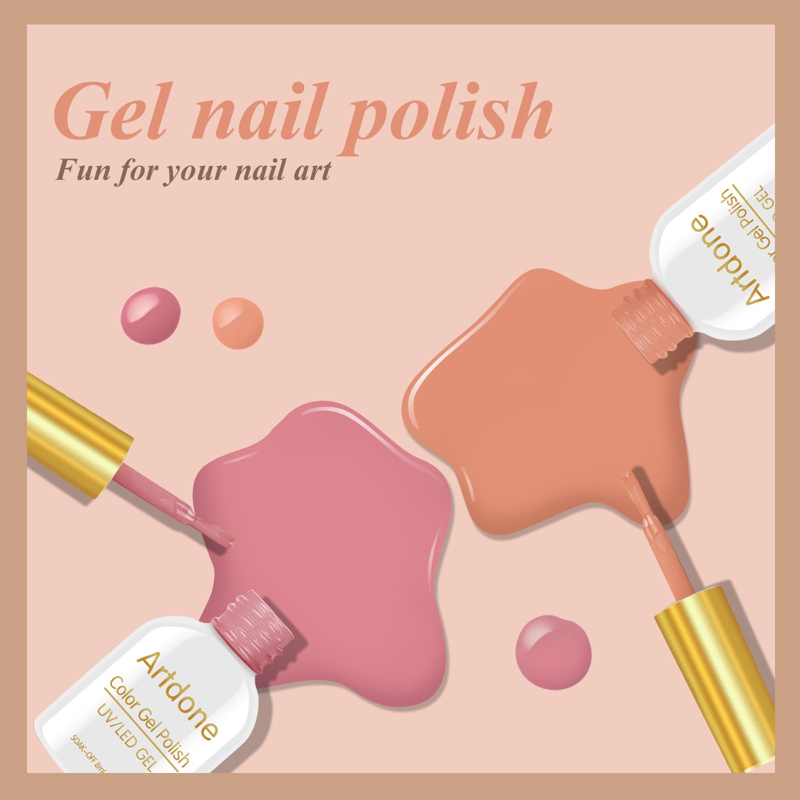 Artdone gel polish compatible with chrome powder for shine.