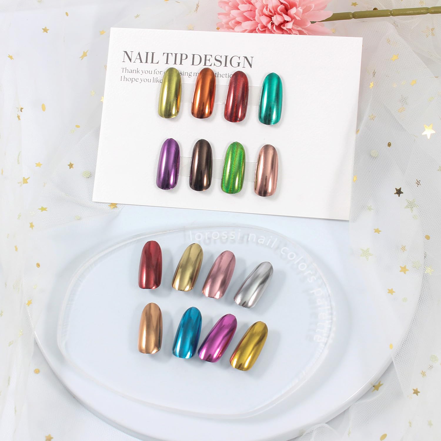 Artdone green holo chrome powder jar for shifting rainbow highlights