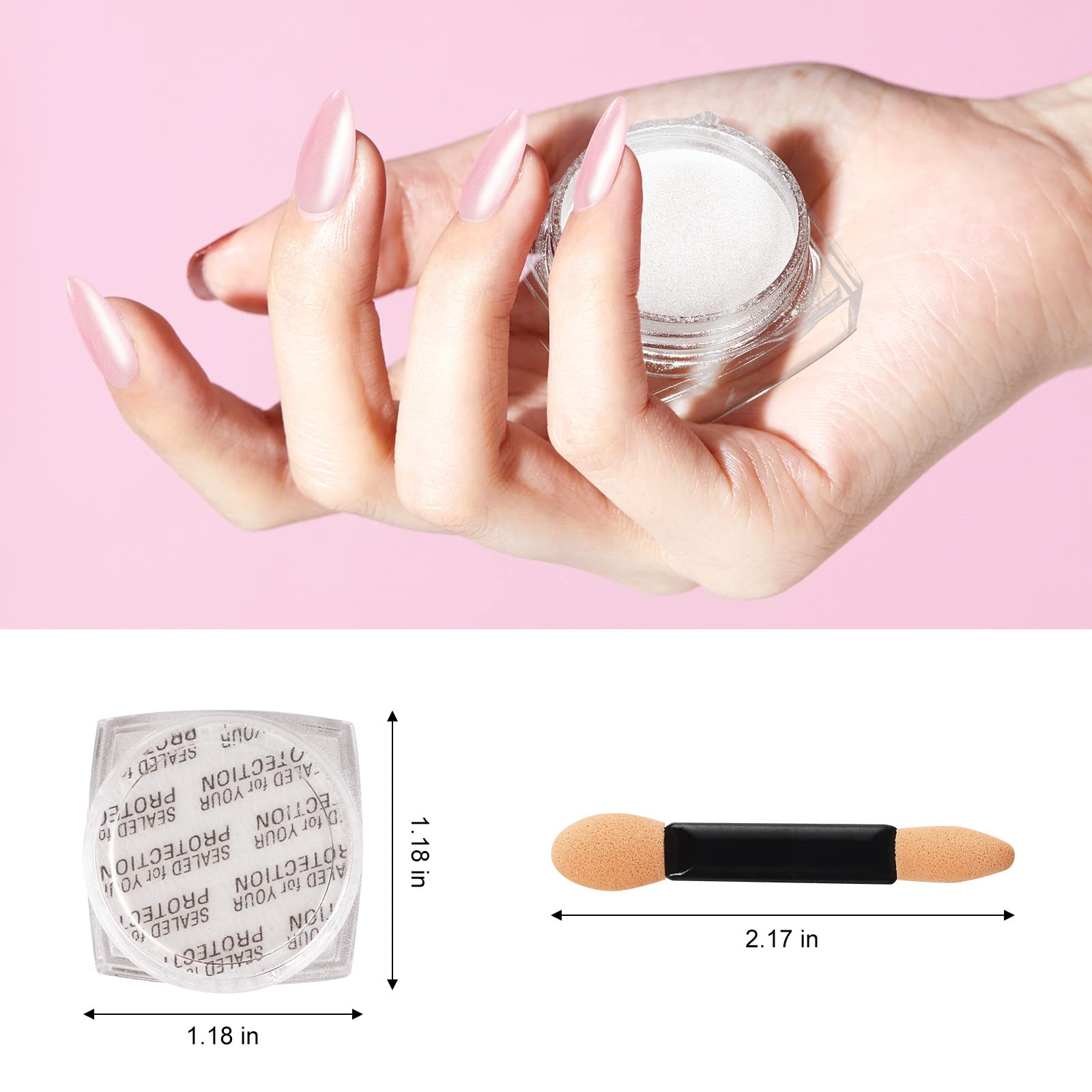 Artdone chrome powder applied to nail art showcasing reflective effect.