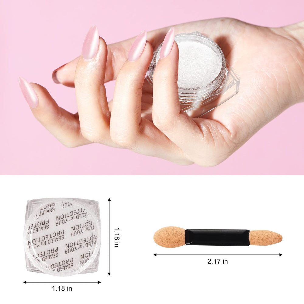 Artdone chrome powder applied to nail art showcasing reflective effect.