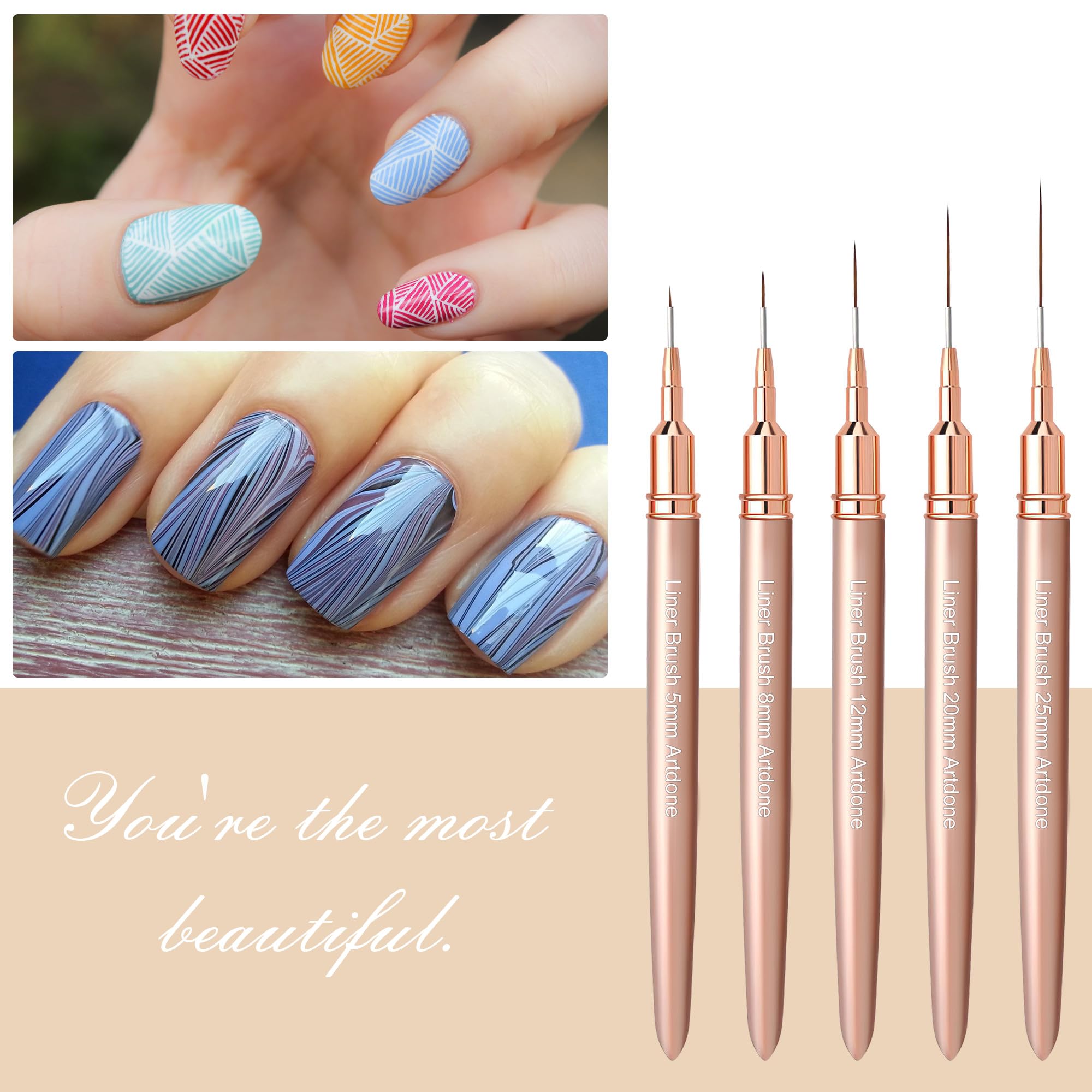 Artdone copper ferrule construction ensures durability and secure brush hair.