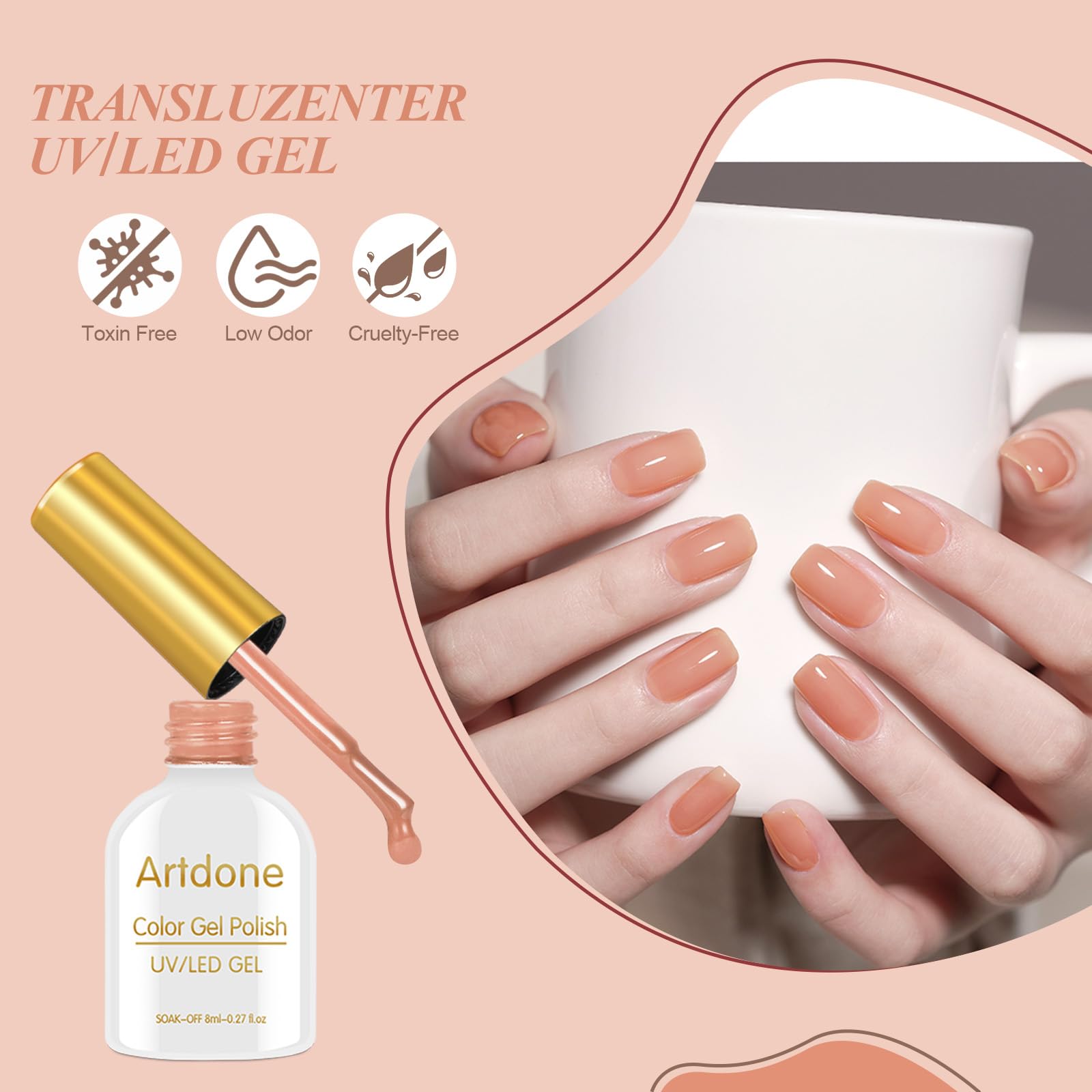 Artdone gradient nail art idea using sheer jelly polishes.