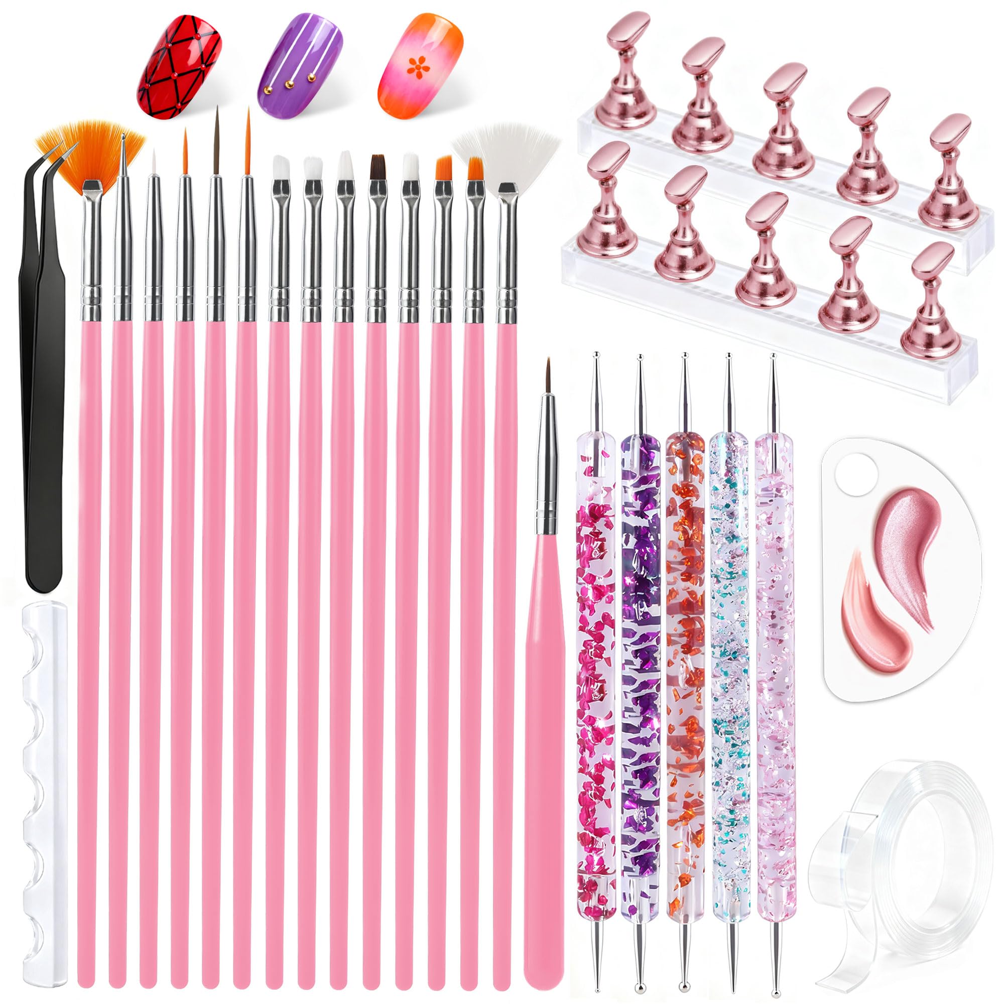 Artdone nail art brushes close-up for precision lines and detail