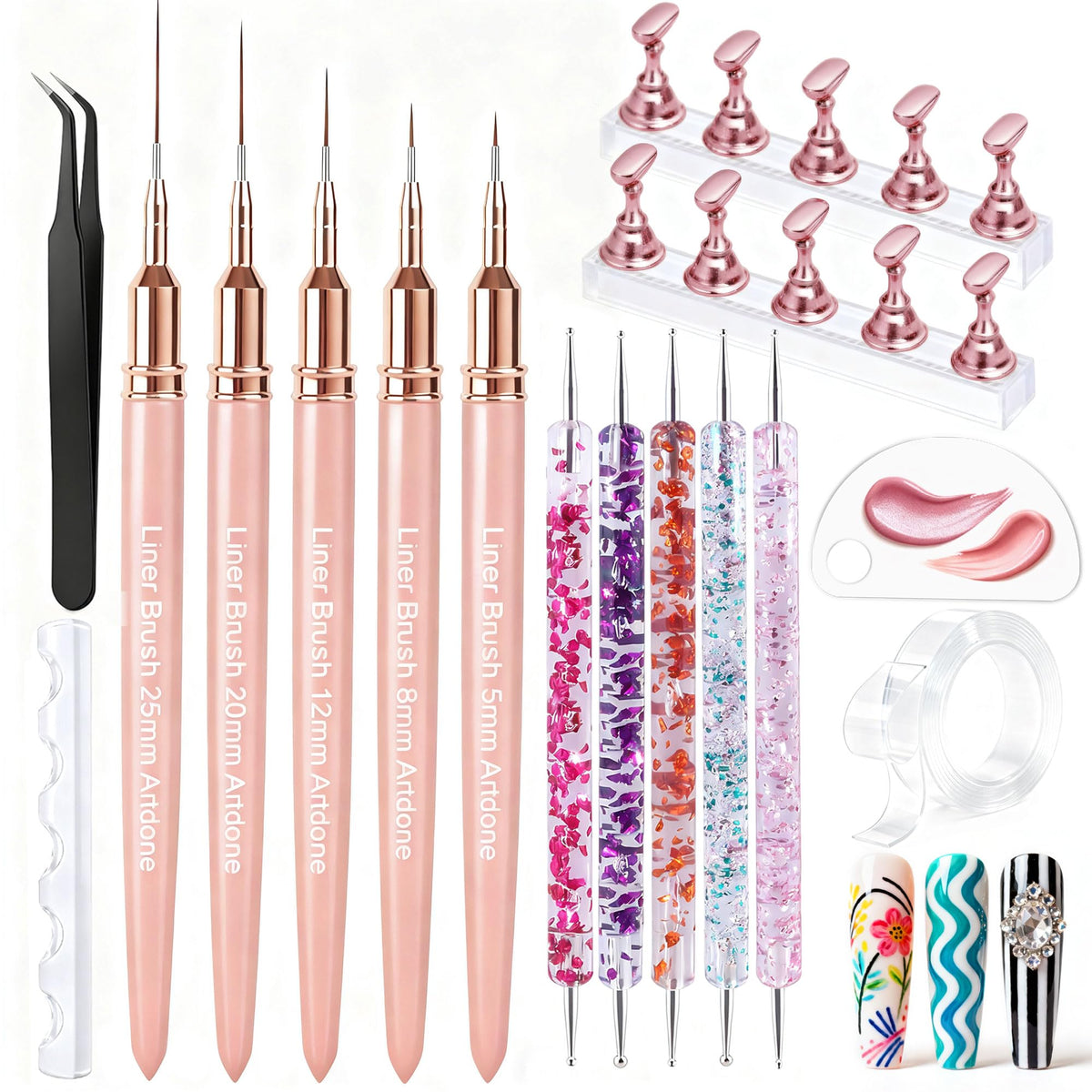 Artdone nail-art-pens-set-thin-lines enables precise detailing on UV gel nails