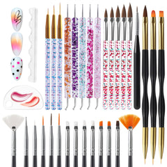 Artdone nail dotting tools 32pcs kit detailed brushes for precise lines