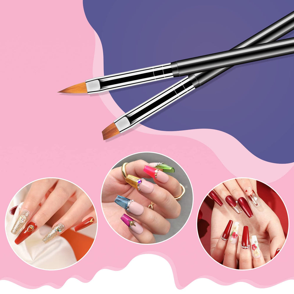 Artdone nylon hair pens work with polish and acrylic for consistency.