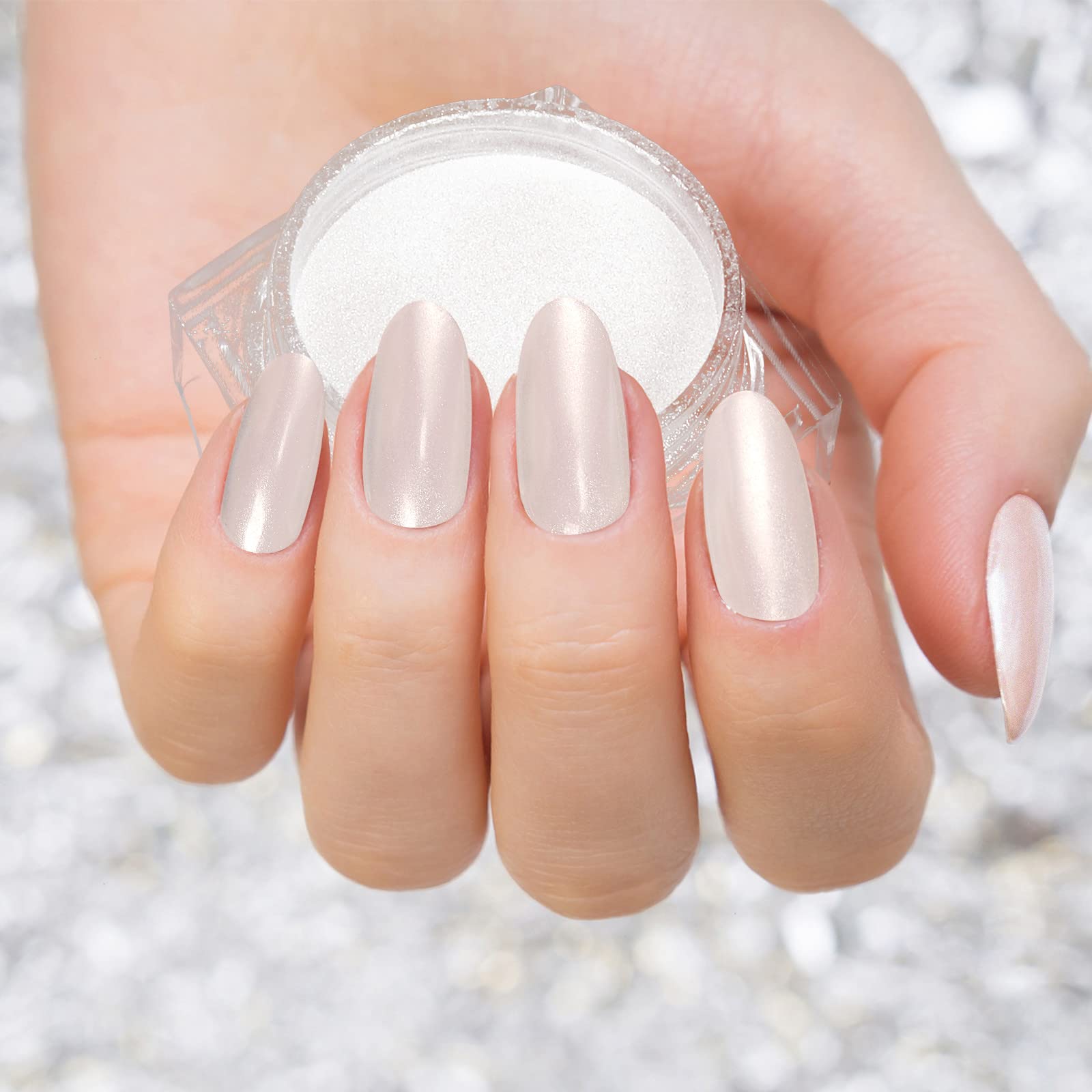Artdone nail powder jar detail emphasizing fine texture and quantity.