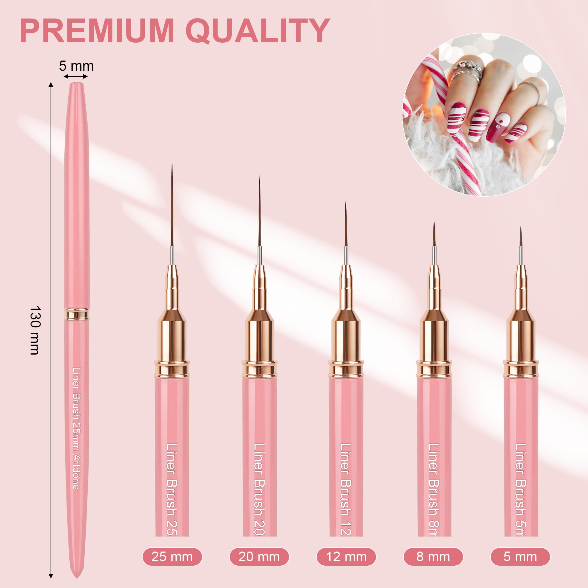 Artdone pink liner brush 5mm for thin clean detailing