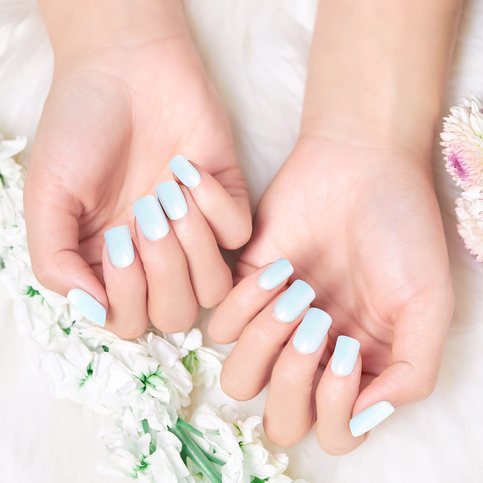 Artdone UV gel nails application guide with sparkly powder for beginners.