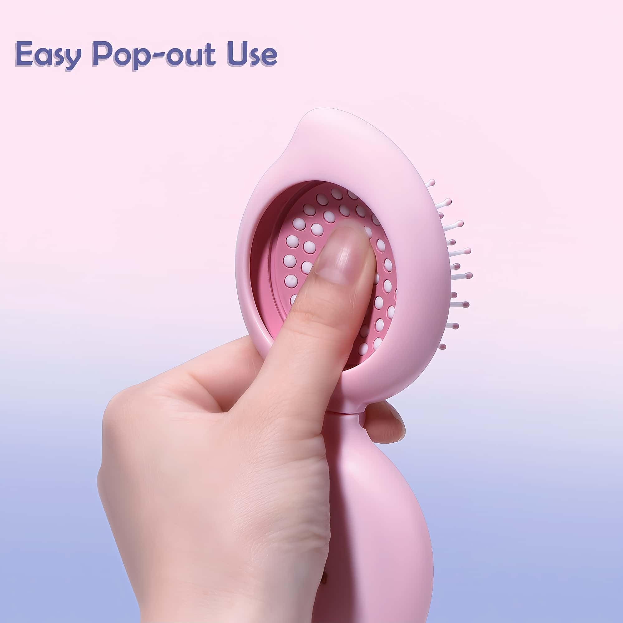 Arthaxi folding brush with compact mirror keeps hair neat and makeup ready
