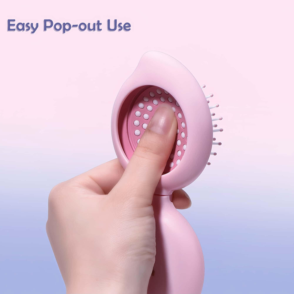Arthaxi folding brush with compact mirror keeps hair neat and makeup ready