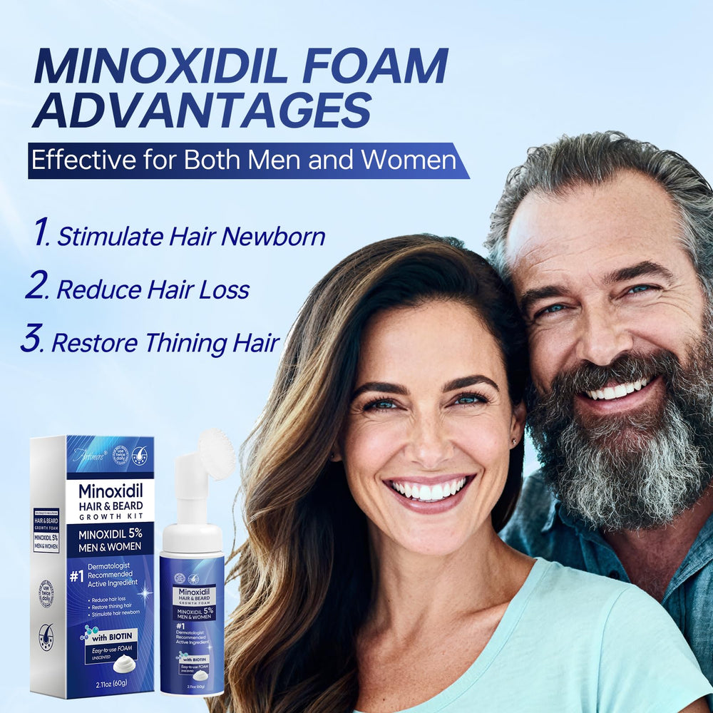 Artimore minoxidil foam texture close-up for smooth, even application