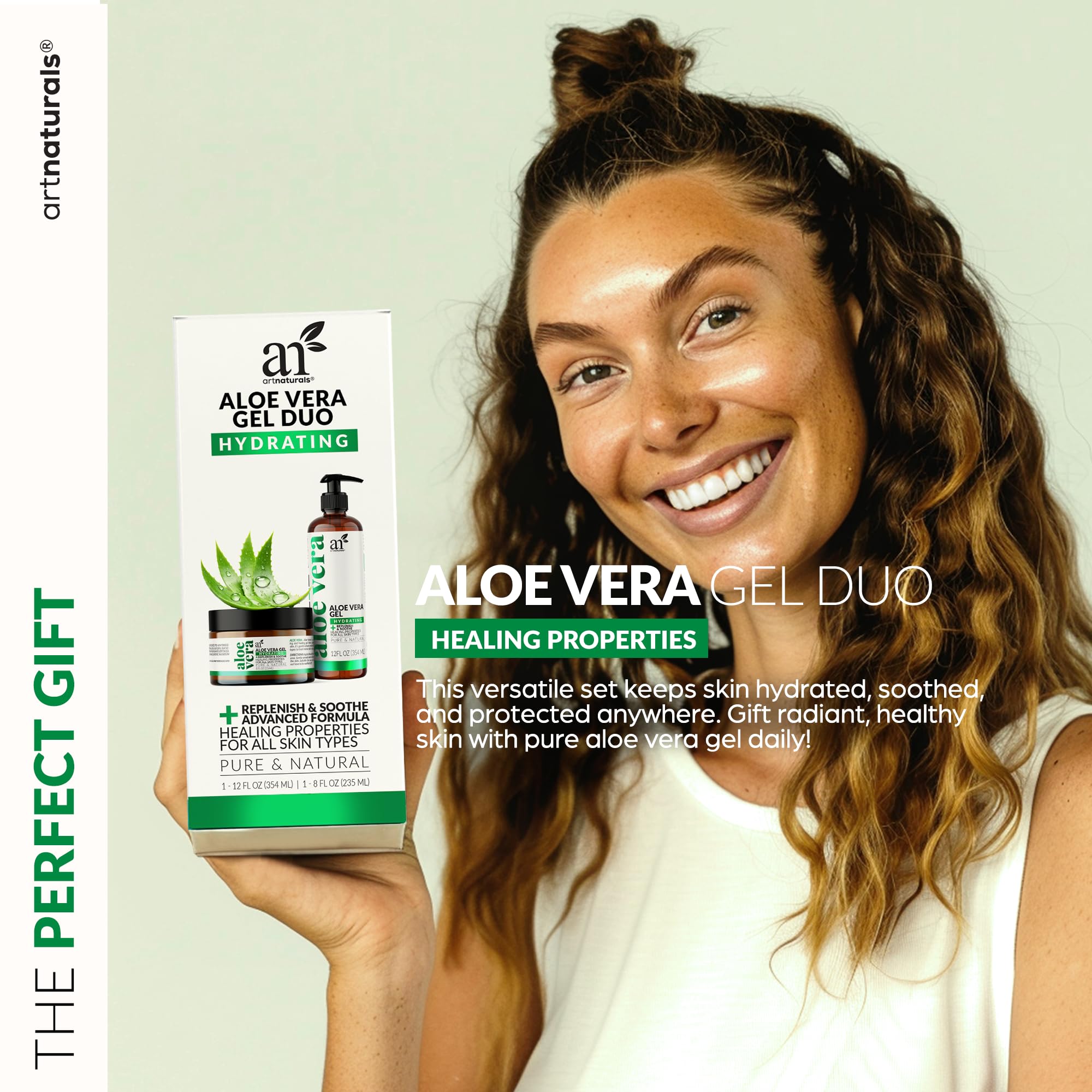 Artnaturals Aloe Gel label close-up confirms pure ingredients and product identity.