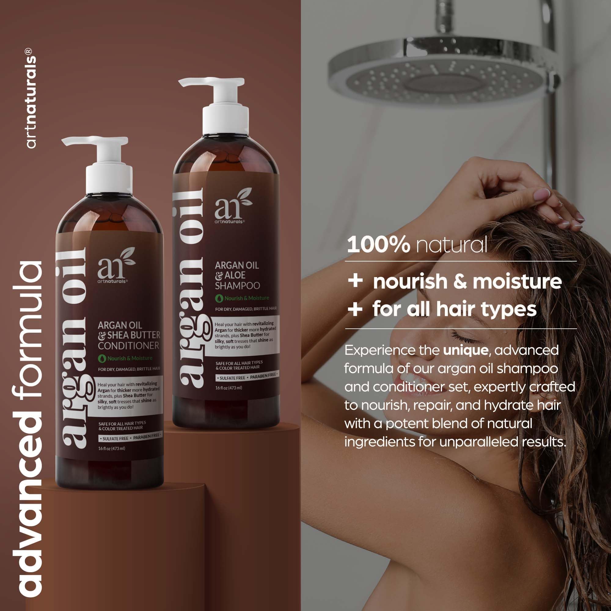 ArtNaturals Argan Oil Conditioner tube delivering smoothing moisture for frizz control.