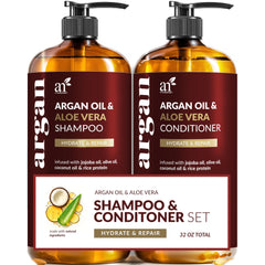 ArtNaturals Argan Oil Shampoo bottle highlighting hydrating formula for dry hair.