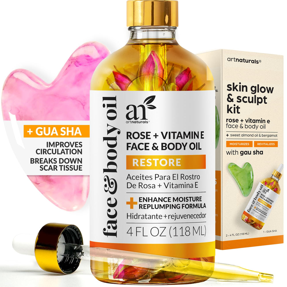 ArtNaturals botella de aceite bio con vitamina E para hidratación profunda de la piel.