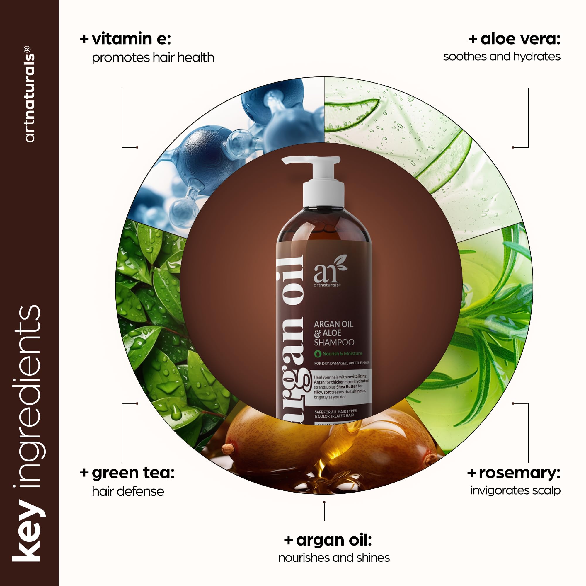 Artnaturals Shampoo Argán Marruecos: gotas de aceite argán que nutren el cabello.
