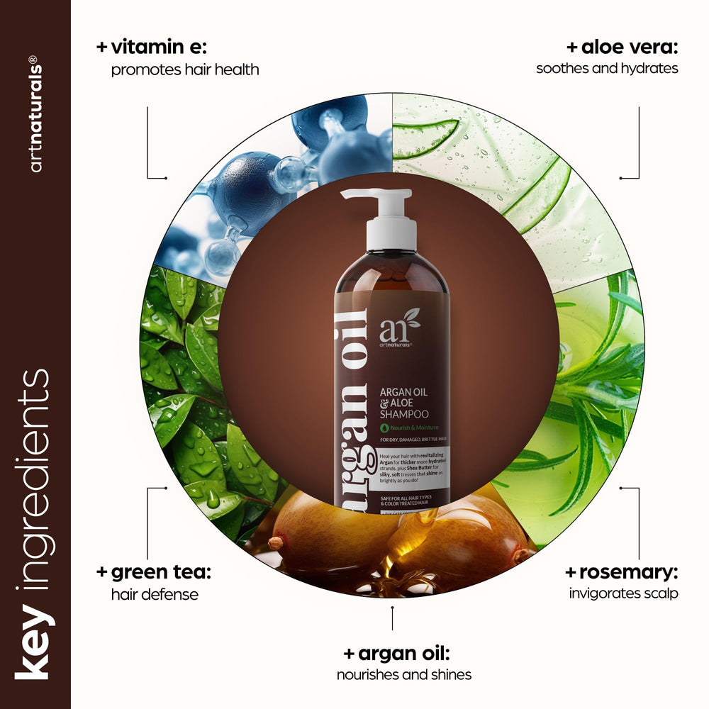 Artnaturals Shampoo Argán Marruecos: gotas de aceite argán que nutren el cabello.